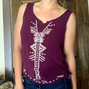 Embroidered rich purple tank top